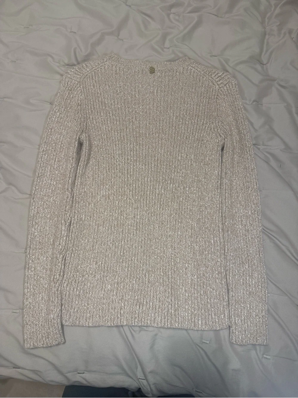 Michael Kors Cream Ribbed Long-Sleeve Women's Sweater